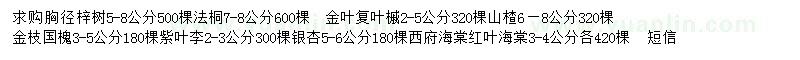 求购梓树、法桐、金叶复叶槭等