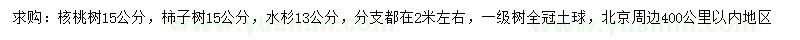 求购核桃树、柿子树、水杉