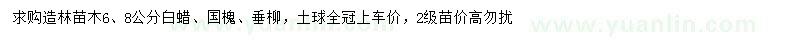 求购白蜡、国槐、垂柳