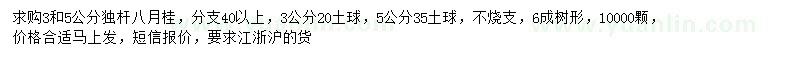 求购3公分、5公分独杆八月桂