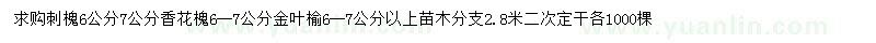 求购6-7公分刺槐、金叶榆