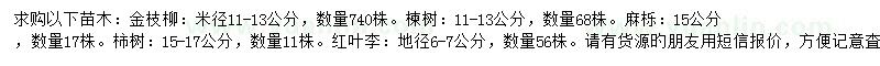 求购金枝柳、楝树、麻栎等