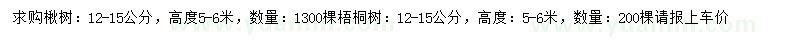 求购12-15公分楸树、梧桐树