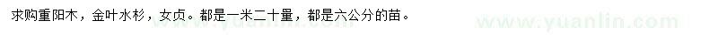 求购6公分金叶水杉、重阳木