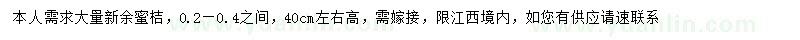 求购高40公分左右新余蜜桔