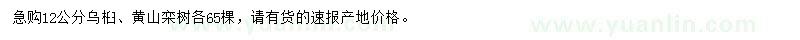 求购12公分乌桕 、黄山栾树