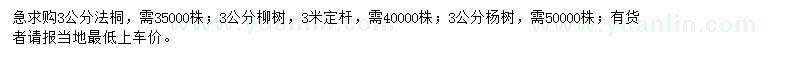 求购法桐、柳树、杨树