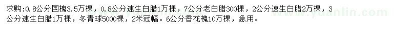 求购国槐、速生白腊、老白腊等