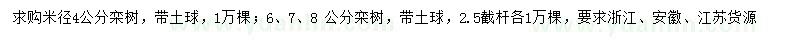 求购米径4、6、7、8公分栾树