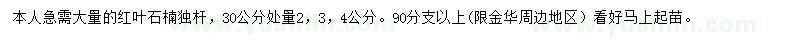 求购30公分量2、3、4公分红叶石楠