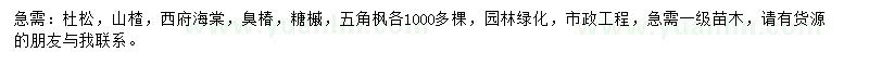 求购杜松、山楂、西府海棠等