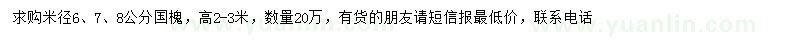 求购米径6、7、8公分国槐