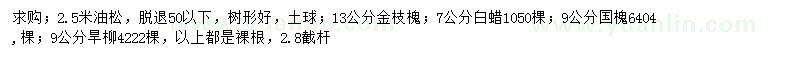 求购油松、金枝槐、白蜡等