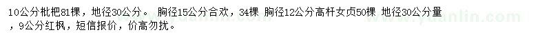 求购枇杷树、合欢、红枫