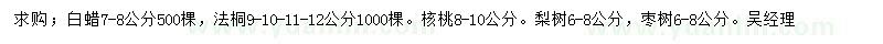 求购白蜡、法桐、核桃等