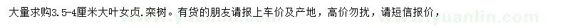 求购3.5-4公分大叶女贞、栾树（河南南阳市）