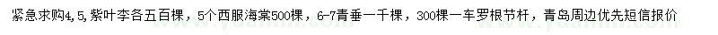 求购紫叶李、西府海棠、青垂