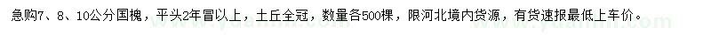 求购7、8、10公分国槐