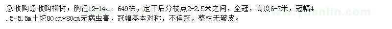 求购胸径12-14公分柳树