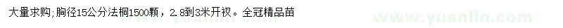 求购胸径15公分法桐