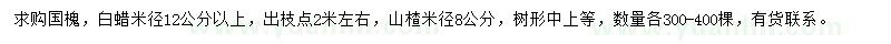 求购国槐、白蜡、山楂