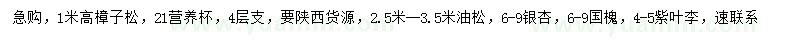 求购樟子松、油松、银杏等