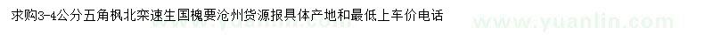 求购五角枫、北栾、速生国槐