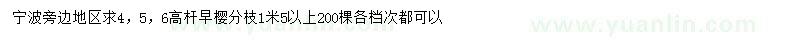 求购4、5、6公分高杆早樱