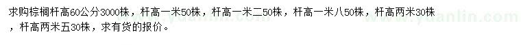 求购杆高60公分棕榈