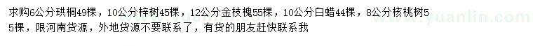 求购珙桐、梓树、金枝槐等