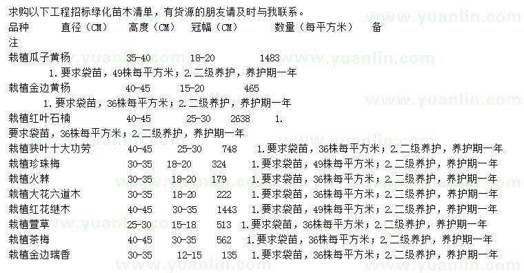 求购瓜子黄杨、金边黄杨、红叶石楠等