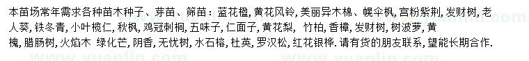 求购蓝花楹、黄花风铃、美丽异木棉等
