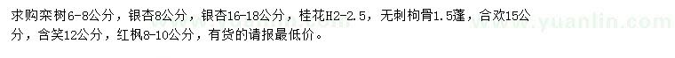 求购栾树、银杏、桂花等