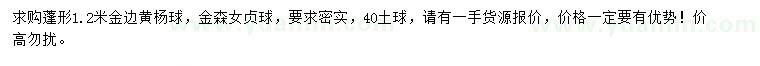 求购1.2米金边黄杨球、金森女贞球