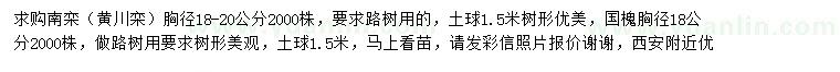 求购胸径18-20公分南栾、胸径18公分国槐