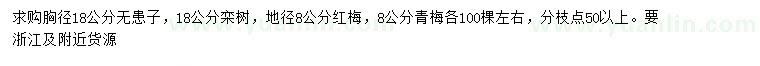 求购无患子、栾树、红梅等