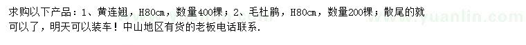 求购高80公分黄连翘、毛杜鹃