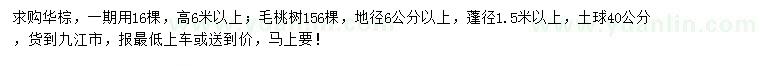 求购华棕、毛桃树