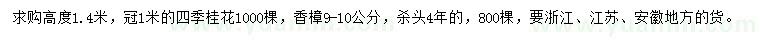 求购四季桂花、香樟