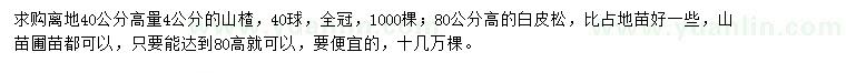 求购山楂、白皮松 