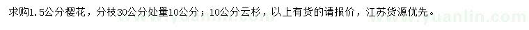 求购30量10公分樱花、10公分云杉