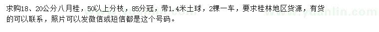 求购18、20公分八月桂