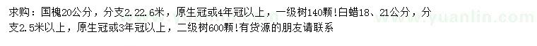 求购20公分国槐、18、21公分白蜡