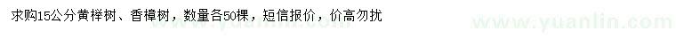 求购15公分黄榉树、香樟树