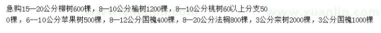 求购柳树、榆树、桃树等