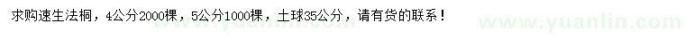 求购4、5公分速生法桐