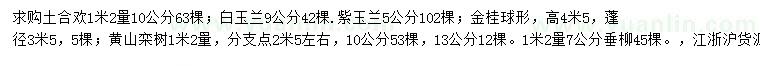 求购土合欢、白玉兰、紫玉兰等