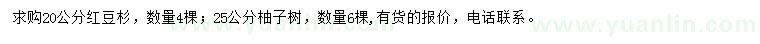 求购20公分红豆杉、25公分柚子树