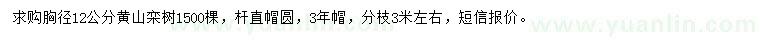 求购胸径12公分黄山栾树