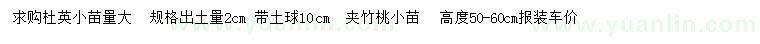 求购高50-60公分杜英、夹竹桃